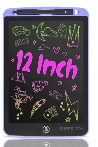 Image of SUPER TOY 12 Inch LCD Writing Tablet Reusable E-Note Pad Graphic Drawing Best Birthday Gift for Kids Boys Girls