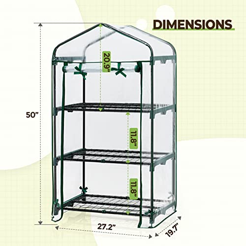 EAGLE PEAK 8x6 Portable Walk-in Greenhouse and 27"x19"x50" Mini Greenhouse with Wire Shelves