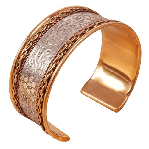 Bracelet manchette indien Bollywood tressé, bijou de créateur floral et rehausseur de poignet 2.5cm