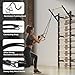 Swedish Ladder, Wood Stall Bar with Suspension Trainer Straps, Pull-Up Dip Bar Attachment, Strategic Rods, for Home, School, hysical Therapy and Gymnastics, Upgrade Installation