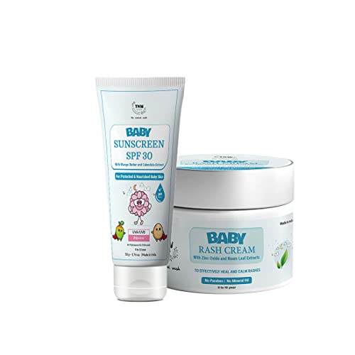 Image of TNW-THE NATURAL WASH Baby Rash Cream & Sunscreen Spf 30 Cream | Body Care Combo | Soft, Supple Skin
