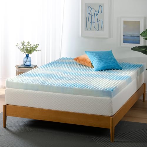 Image of ZINUS 4 Inch Swirl Gel Cooling Memory Foam Mattress Topper, Smaller, More Convenient WonderBox Packaging, Cooling, Airflow Design, CertiPUR-US Certified, Full
