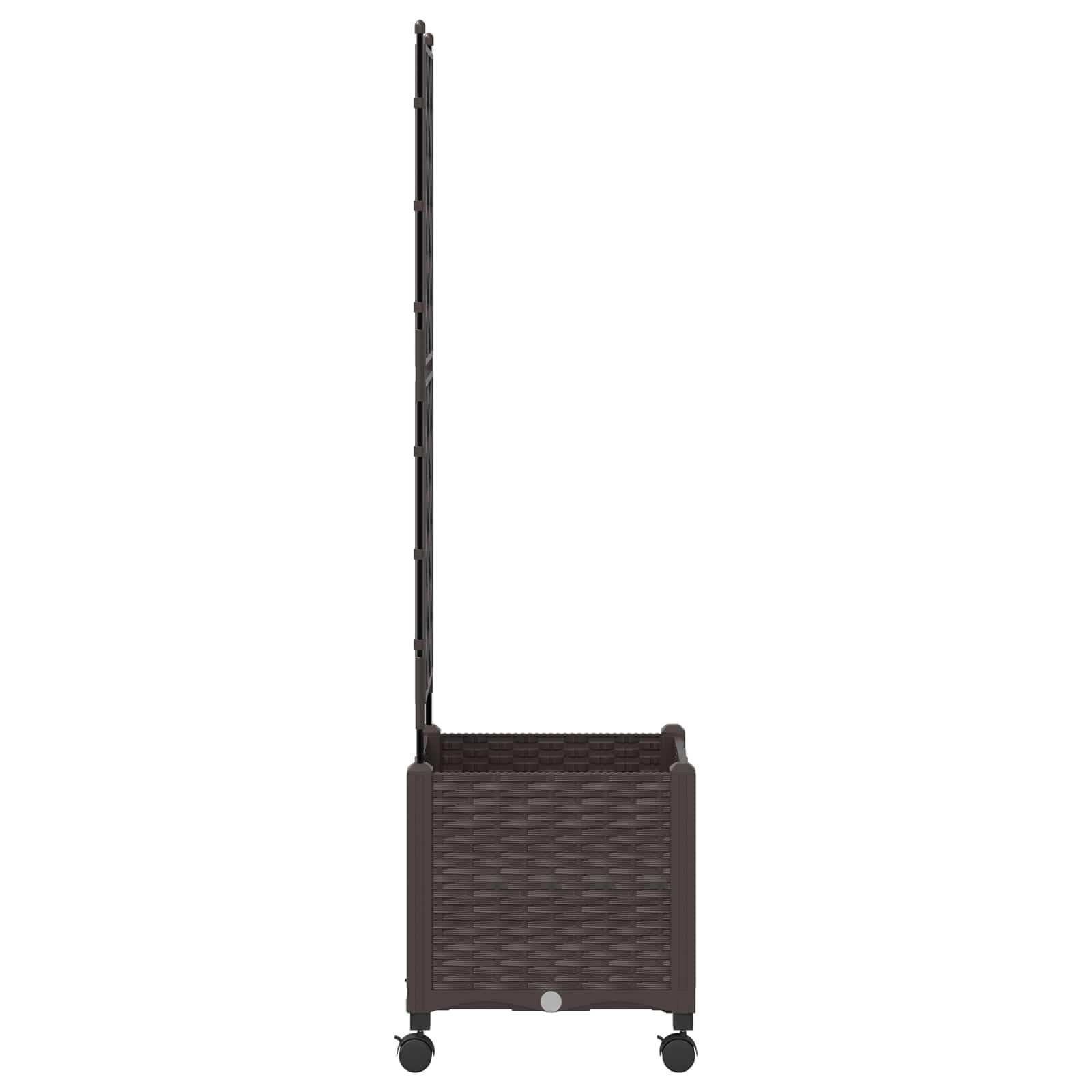 vidaXL Vaso da giardino con grigliato e ruote Marrone 40 x 40 x 149 cm