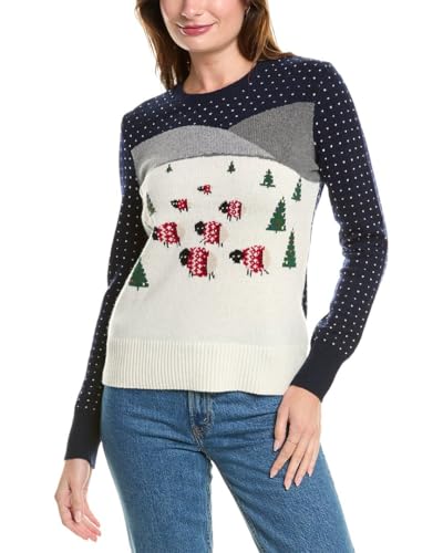 Brooks Brothers Damen Merino Wool Sheep Intarsia Sweater Pullover, Schaf-Intarsien, Groß