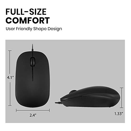 Image of Perixx PERIMICE-201U B, Wired USB Mouse - 3 Button - 800dpi Optical Resolution - Illuminated Wheel - 5 Ft Cable - Black