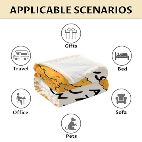 Mercuryelf Custom Chicken Nugget Blanket - Soft, Fuzzy & Warm - 60x80 Inches Flannel Throw Blankets for Bed, Couch - Beige Cute Throws Gift for Women, Men
