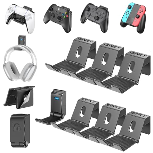 OIVO Controller/Headset Halterung, Faltbar Kopfhörer Halter Wand, Universal Headset Haken für Over Ear Kopfhörer, Lagerung Kopfhörer/Controller Ständer für Gaming Zubehör- 6...