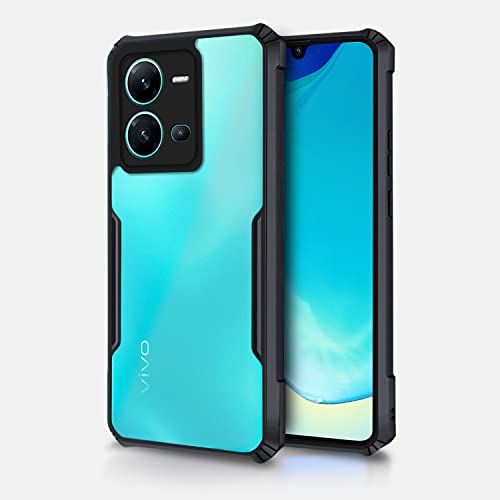 Image of Pikkme Vivo V25 5G Back Cover | Crystal Clear Transparent Back | Ultra Hyrbid | Full Camera Protection | Raised Edge | Bumper Back Case for Vivo V25 5G (Plastic, Black)