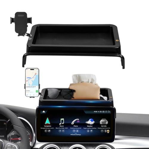 Image of Car Phone Holder Compatible with Mercedes-Benz C-Class 2019-2021 /GLC-Class 2020-2022 Accessories 10.25-Inch Screen Fixed Clip, Cell Phone Mount with Dash Organizer Tray Hands-Free 360 Rotation
