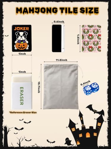 VETEB Halloween American Mahjong Tile Set Festive Christmas Wreath Bows Holiday Decorations 160 Acrylic Mahjong Tiles 1.4" Game Set with Bag & Accessories for Gift Travel Party (Puppy) - Image 4