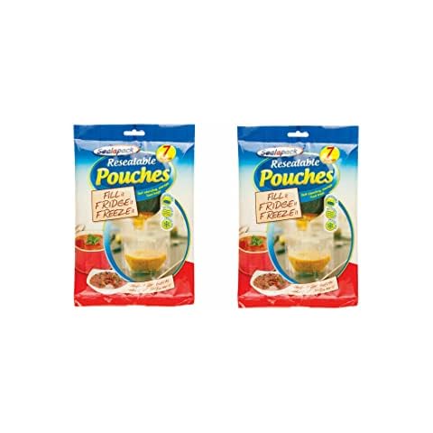 Sealapack 14 x Resealable Food Soup Bag Pouches Fridge Freeze 1L Storage Fruit Cover