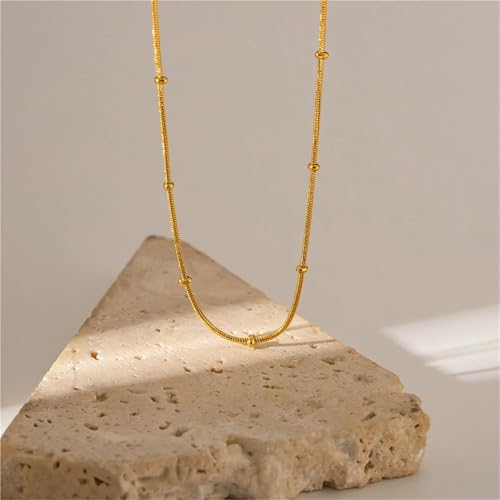Collier tendance en acier inoxydable durable avec maille perlée de qualité