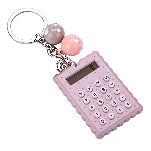 Cute Key Chain, Color Calculator Key Chain, Cute Mini Bag Decor for Kids Women Gift, PVC Mini Calculator Keyring 5.5 x 4 x 0.7 cm (Gray)
