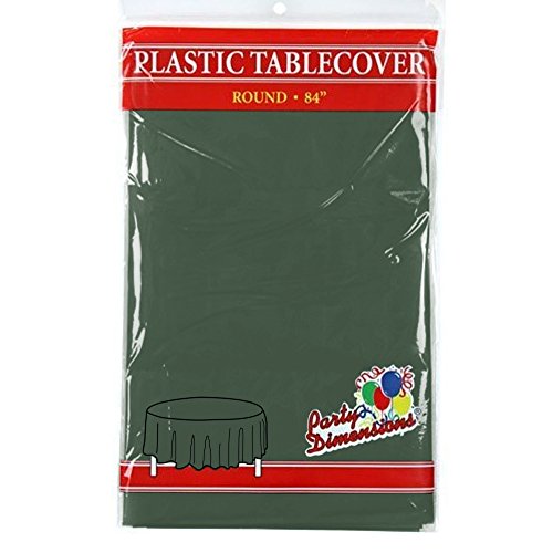 Vibrant Hunter Green Solid Round Plastic Tablecover (84