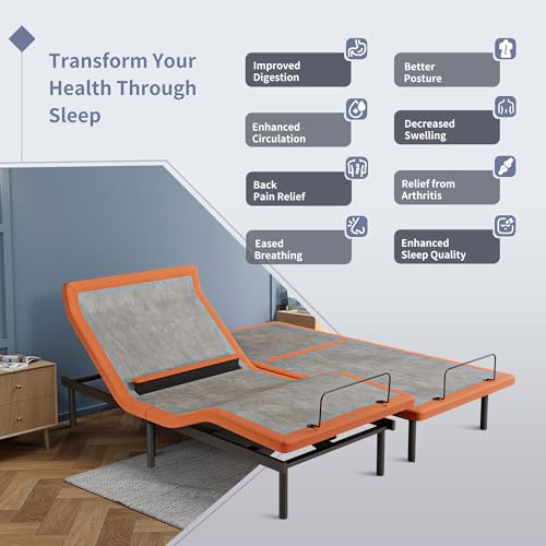 Image of ESHINE Queen Adjustable Bed Frame with Lumbar Support Smart App | Bed Base, Head-Pillow-Tillt, Under Bed Light, Dual USB, Zero Gravity, Ergonomic Incline, Wireless Remote, 6000 Series