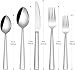 Silverware Set for 2, CXJY 10-Piece Stainless Steel Flatware Cutlery Set, Square Edge Kitchen Utensil Include Knives/Forks/Spoons, Tableware for Home/Hotel, Mirror Polished Dishwasher Safe
