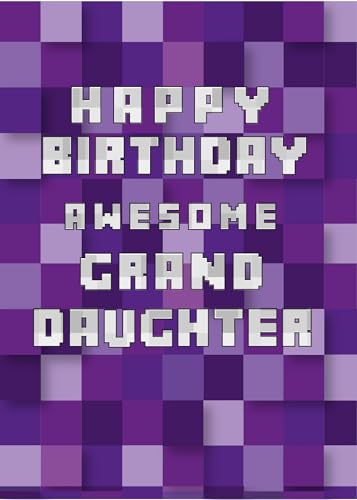 jonathan glick Purple Pixel Squares - Tarjeta de cumpleaños para nieta (175 x 125 mm), inspirada en Minecraft