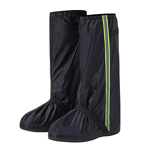 Ysislybin Überschuhe Wasserdicht, rutschfest Abriebfeste Sohle, Wiederverwendbar Hohe Röhre Galoschen, Schuhüberzieher Regenschutz Schuhe Unisex mit Reflektorstreifen, Schwarz (XL 41-42) Cover