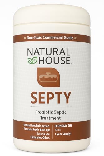 Natural House Septy - Septic Tank Solution - Digest Paper, Grease, and Other Waste - Pipes, Tanks, Rvs, Boats, and Black Water Systems - Reduce Odors, No Synthetic Fragrances -12 Ct