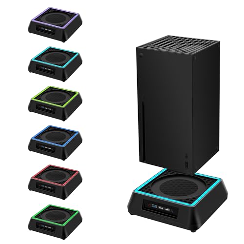 Mcbazel Xbox Series X Lüfter mit RGB-Licht – Einstellbarer USB Lüfter Ständer, Console Halterung & Gaming Zubehör mit LED-Anzeige, USB 3.0 & 2.0 Ports für Xbox Series X