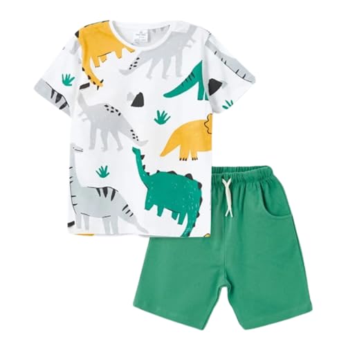 deiko Shorts und T-Shirt Set für Kinder | 100% Baumwolle gemustertes T-Shirt und Shorts Set for Jungen Kind Junge Maedchen Sommer Saison (Tiere, 4-5 Jahre)