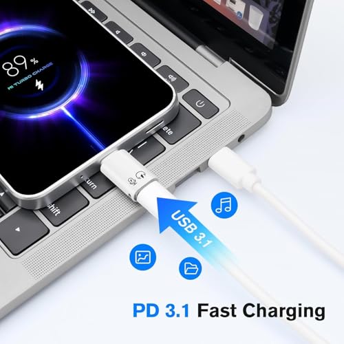 Image of Tobo Type C to Lighting Adapter with 10W Quick Charging, 5Gbps Data Transfer, OTG Support, Audio Function, Durable Aluminium Alloy Design, Compatible with Phone 5-14, TD-1603CC