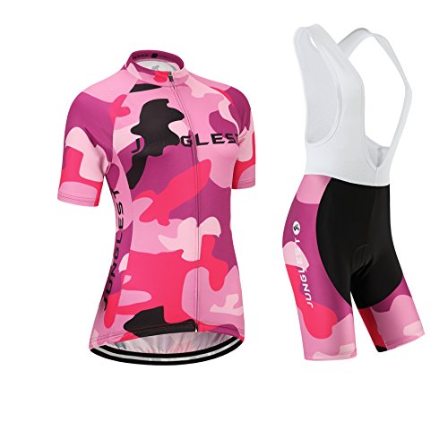 junglest (Cojín 3D)(Traje(Strap Blancas) tamaño:M) Mujer Ciclismo Maillot los Rendimiento Corta Rompevientos Transpirable Manga Ropa Chaleco sudo Moda para Jerseys de