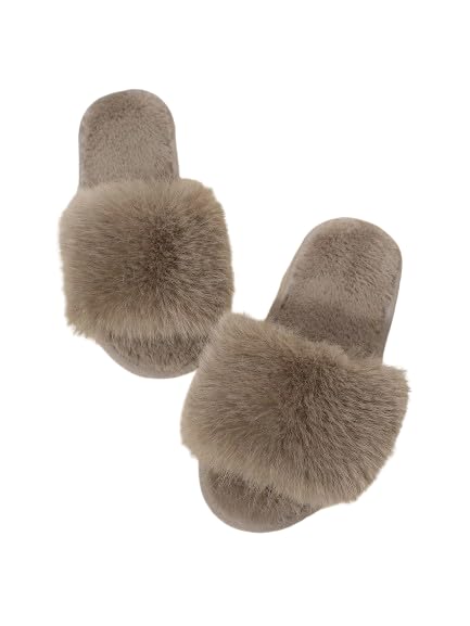 Womens Slipper with Memory Foam Fluffy Soft Warm Slip On House Slippers Anti-Skid Cozy Plush for Indoor Outdoor, Tan, Large-picture-38