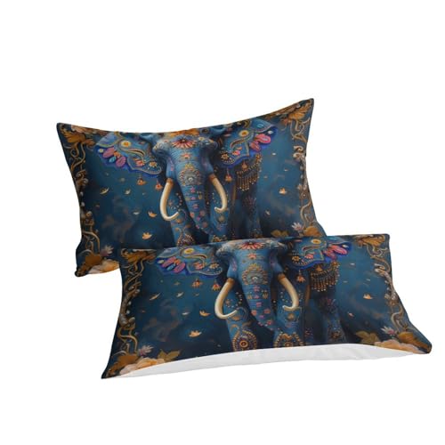 Parure de lit 3 pièces éléphants avec housse de couette king ado