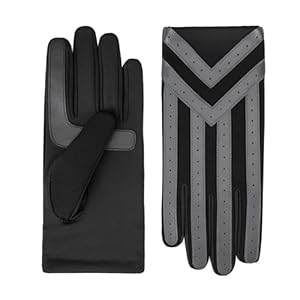 isotoner Men's Spandex Touchscreen Cold Weather Gloves with Warm Fleece Lining and Chevron Details, smartDRI Charcoal, LG