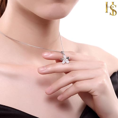 Image of HighSpark Stunning Flower Pendant Necklace | 92.5 Sterling Silver & Stunning Shimmering Shine | Lovely Gift For Women & Girls - Silver