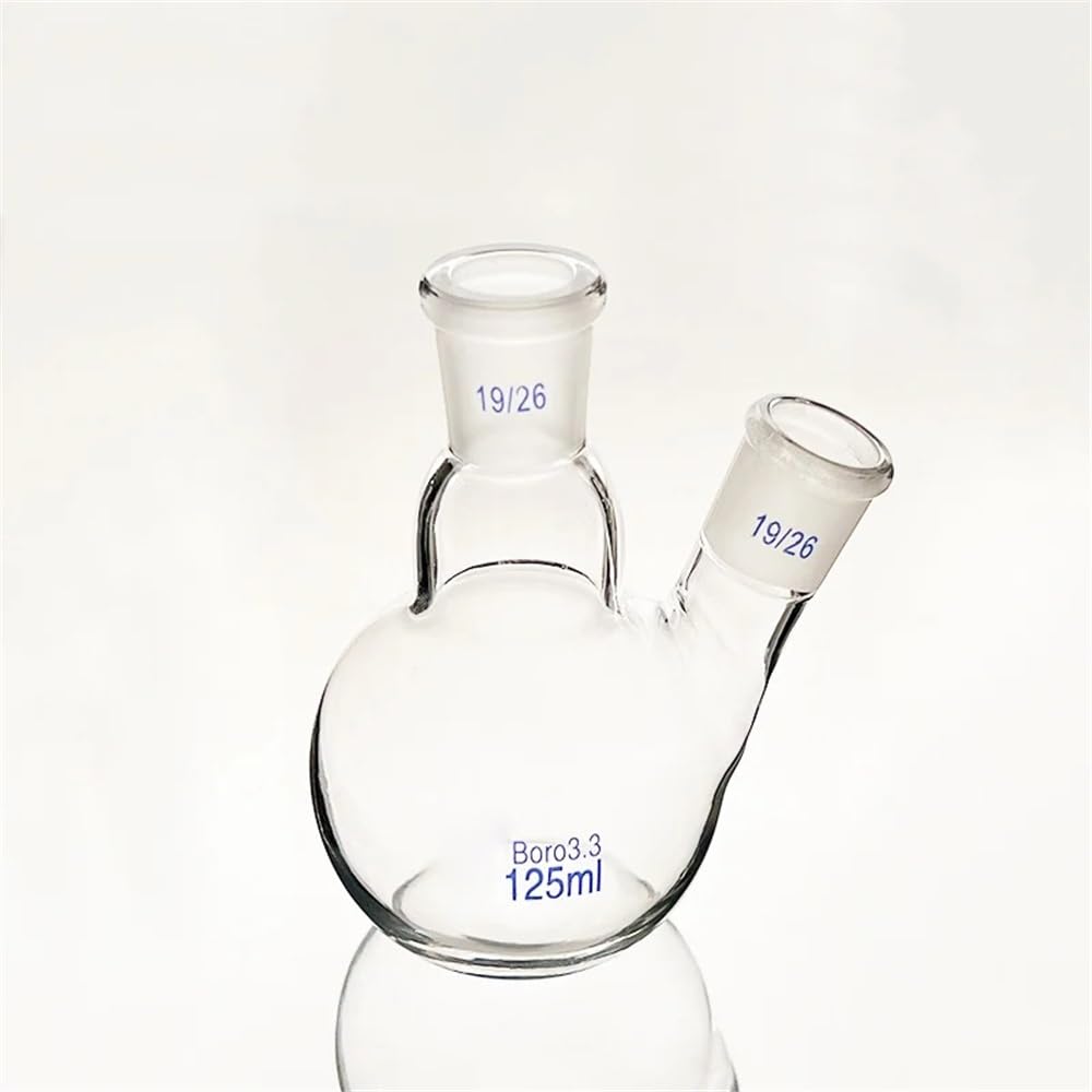 Kolby z dwoma szyjami, ukośny kształt z dwiema szyjami, standardowy szlif, 25–500 ml, 19/26 (300 ml)