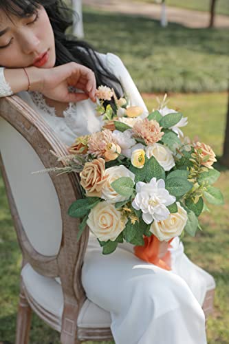 Yyhuawu White Artificial Flowers Combo Box Set Gradient Color 25Pcs Fake Flowers With Stems For Diy Wedding Bridesmaid Bridal Bouquets Centerpieces Party Home Decoration (Champagne & White) #TOP5