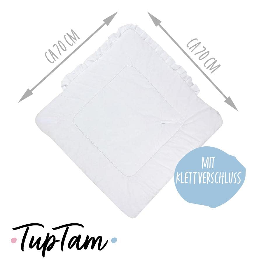 TupTam Baby Swaddle Blanket Padded Wrap with Deco Bow, White, 70 x 70 cm - Image 2