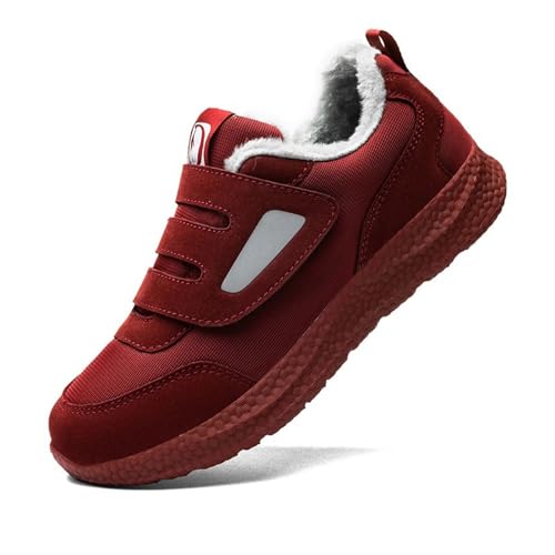 Vinterskor med fotvalvsskor med varmt fleecefoder | Extra bred passform ortopediska diabetiker tofflor | Halkfri sula komfort dam män promenadskor för äldre svullna fötter, Röd, Men 75=Women 8.5=40EU