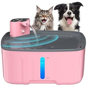 Kittyspout Fontaine a Eau pour Chien sans Fil, 8L Fontaine Chat/Grand Chien avec Détecteur de Mouvement, Fontaine pour Chiens avec Batterie 5000mAh (Pink, Pink)