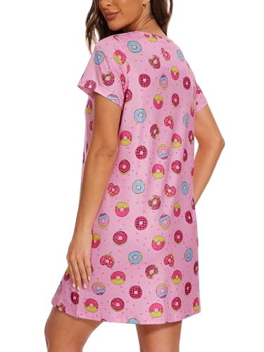 YIJIU Womens Nightgowns Short Sleeve Printed Nightshirts Casual Sleepwear Soft Sleepdress S-3XL4