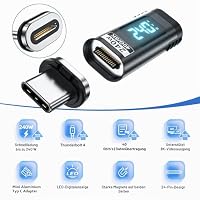DuHeSin Digitaler USB-C-Magnetadapter, PD, 240 W, 24-polig, mit Spannungsstrom, LED-Display, Typ-C-Leistungsmessgerät, Tester, gerade, USB4, 40 Gbit/s, 8 K, 60 Hz, für Thunderbolt 3/4, MacBook – Ansicht 5