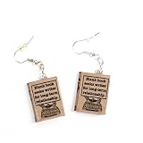 Writers Block Funny Clay Mini Book Hypoallergenic Wire Hook Drop Dangle Stainless Steel Earrings