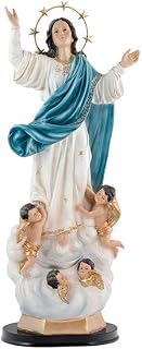 DRW Figura Madonna Immacolata con Corona Resina Dipinta a Mano 60 cm, Multicolore