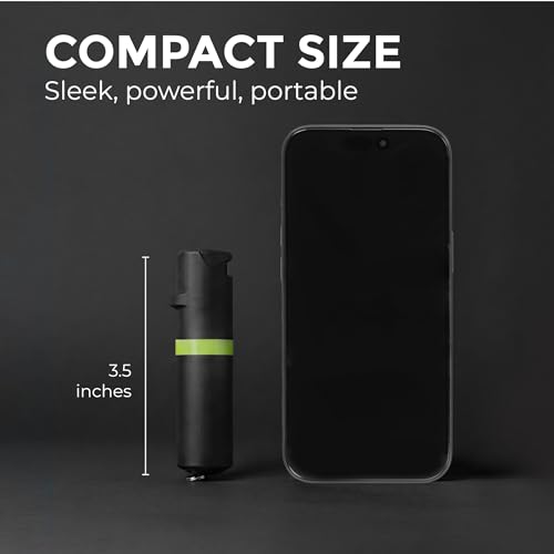 Image of POM Pepper Spray Combo Pack Clip & Keychain - Maximum Strength OC Spray Self Defense- Tactical Compact & Safe Design - 25 Bursts & 10 ft Range - Stream Spray Pattern