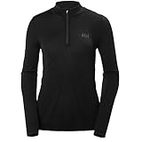 Helly Hansen Women's Lifa Merino Seamless 1/2 Zip Base Layer Top, Black, Medium