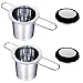 2 Stück Rostfreier Stahl Teefilter Mit Deckel/Abtropfschale für losen Tee, Teesiebe/Einklappbaren Doppelgriffen TeePasst zu Die meisten Teekannen Teetassen Teesiebe.