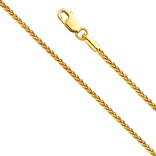 Wellingsale 14K Solid Gold Round Wheat Chains (Select Options)3