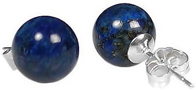Trustmark 925 Sterling Silver 10mm Natural Blue Lapis Lazuli Ball Stud Post Earrings