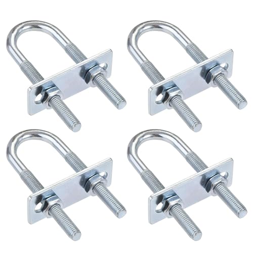 Image of TA-VIGOR 4 Sets M8 Round U Bolts, 25mm Inner Width 90mm Length Steel U Bolts with Nut, Plate for Attaching Pipe, Conduit, Cable, Tube, Brackets, Boat and Trailer