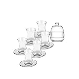 13 Teilig Türkische Teegläser Tee mit Untertasse Hohe Qualität BASAK Orientalisch arabisch Teestube Cafe Kahve Bar Club Cay Seti Bardak Bardagi 6 Teegläser + 6 Untertassen + 1 Zuckerbehälter