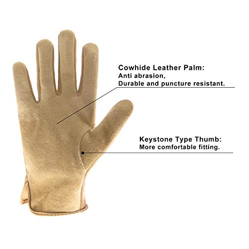 2-Paris Genuine Leather Work Gloves Stretchable Wrist Tough Cowhide Gardening Glove,Safety Working Glove For Wood Cutting/Construction/Truck Driving/Garden/Yard Working For Men And Women (Xl, Brown) #TOP1