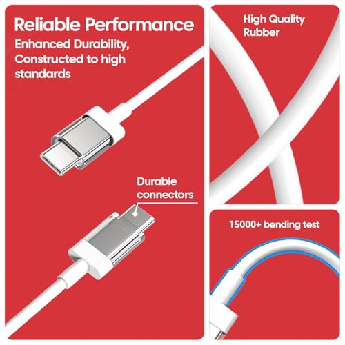 Image of Mudo 45W Type-C to C Charging Cable Compatible with CMF /Google /Samsung Fast Charging For CMF, Bud, Laptops & More Type C Devices, White