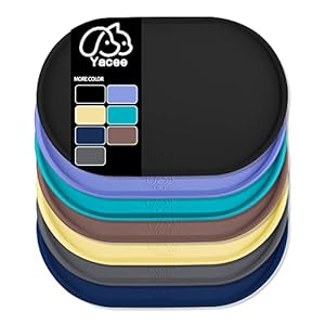Yacee-Silicone-Dog-Food-Mat-Waterproof-Easy-Clean-in-Dishwasher-Dog-and-Cat-Mats-05-Raised-Edges-Placemat-Tray-to-Stop-Food-Spills-and-Water-Bowl-Messes-on-Floor-Large-L-Black Placemat Tray to Stop Food Spills